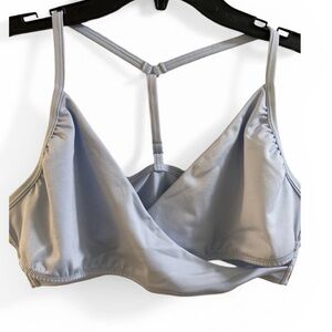 PINK Sport Soft T-Back Bralette Sport’s Bra Light blue logo elastic band Sz M